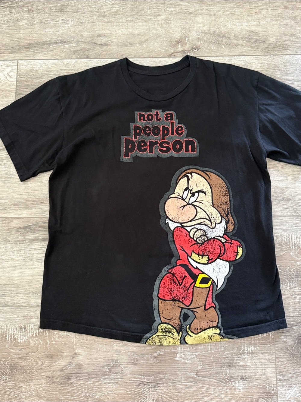 Disney Black 'Not a People Person' Short Sleeve Tee with Grumpy Cartoon